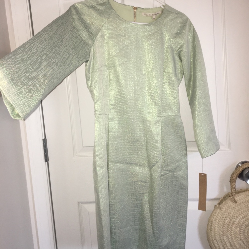 Rachel Roy metallic mint green fit and flare dress